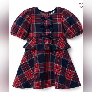 Janie and Jack Red and Black Plaid Dress with Bows